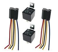 JZK 2 pezzi 5 pin JD1914 12V 40A Relè per auto con presa per cablaggio, 30/40A SPDT 5 pin relè per auto con fili etichettati a colori per autoveicoli, camion, furgoni, moto, barche