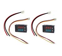 JZK 2 Pezzi DC 0-100V 10A mini voltmetro digitale amperometro per auto elettrica moto batteria tensione volt ampere misuratore di corrente monitor misuratore, blu rosso doppio display