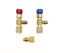 JZK 2 pezzi R12 R22-1/4 maschio a 1/4" femmina, R410-1/4 maschio a 5/16" femmina Adattatore di sicurezza Valvola a sfera di controllo del flusso per controllo del flusso di sicurezza