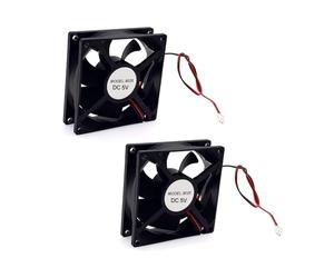 JZK 2 ventole di raffreddamento 80 x 80 x 25 mm DC 5 V piccole 80 mm con 2 cavi pin, 4200 rpm, 0,36 A, 8025 con cuscinetti a sfera DC senza spazzole da 8 cm, ventola per stampante 3D, ventola per PC