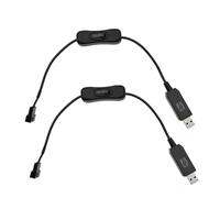 JZK 2 X Cavo adattatore di alimentazione per ventola con maniche da USB a 3 pin/4 pin PWM 5 V con interruttore on/off Cavo connettore ventola PC