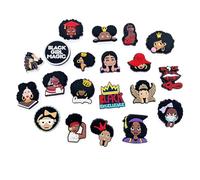 JZK 20 ciondoli per scarpe CROCS per donna nera, ciondoli per scarpe da bambina nera per scarpe CROC, simpatici widget per CROCS, decorazioni per scarpe per zoccoli per ragazze, Plastica