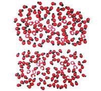 JZK 200pz 2 Taglie, 10x13mm e 11x15mm Mini Coccinelle Legno Piccole adesive Rosse Decorative Ornamenti per Scatola bomboniere cresima Laurea Matrimonio Compleanno Battesimo Scrapbooking