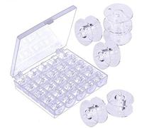 JZK 25x Bobine rocchetti spolette vuoto con scatola per macchina da cucire Brother Janome Singer Elna Babylock Kenmore, plastica trasparente