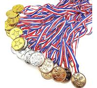 JZK 30x Vincitore dell'oro di plastica medaglie Oro Argento Bronzo premi con Nastri per Festa Compleanno Bambini regalino ricordo medaglia Vincitore per Bambini Sport