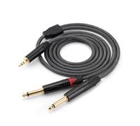 JZK 3M Cavo audio stereo 3,5mm TRS a 6,35mm TS, mini jack stereo a doppia spina mono 1/4 di pollice, cavo jack per chitarra intrecciato per mixer, registratore audio, amplificatore, tastiere, laptop