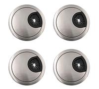 JZK 4 x Passacavi metallo 60mm per scrivania tavolo, tappo per scrivania computer, passacavo scrivania metallo, gestione cavi scrivania PC TV