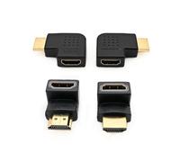 JZK 4x Adattatore HDMI angolare maschio-femmina, placcato oro 2X 90 gradi/270 gradi angolo retto + 2X 90 gradi angolo sinistro e destro connettore adattatore HDMI piatto verticale per TV, monitor