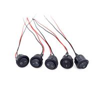 JZK 5 pezzi AC 6A 250V 10A 125V SPST 2 pin interruttore a bilanciere ON/OFF KCD1, interruttore di alimentazione ON-OFF rotondo per auto barca moto roulotte con cavi pre-saldati da 20 cm