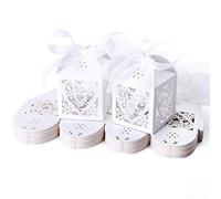 JZK 50 Perlato Bianco Cuore scatolina portaconfetti Scatola bomboniera segnaposto per Matrimonio Compleanno Battesimo Comunione Nascita Natale