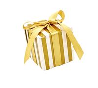 JZK 50 Striscia Bianco Oro Scatola portaconfetti scatolina bomboniera segnaposto portariso per Matrimonio Compleanno Natale Laurea Nascita Battesimo