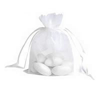 JZK 50x 9x12cm Bianco Piccola Sacchetti Coulisse Organza portaconfetti porta confetti regalo riso Matrimonio portariso sacchettini bomboniere per nozze Compleanno Battesimo, sacchetto per gioielli