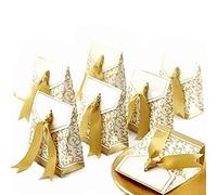 JZK 50x Oro scatolina bomboniera carta Scatola portaconfetti segnaposto per 50 anni Matrimonio 50th anniversario festa Compleanno Natale Battesimo Comunione Nascita Laurea
