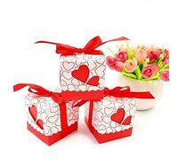 JZK 50x Rosso cuore scatola portaconfetti scatolina portariso bomboniera segnaposto per matrimonio compleanno battesimo Natale nascita laurea