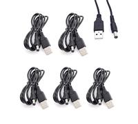JZK 5X Cavi alimentazione USB a DC 5,5x2,1 mm, 1m cavo ricarica nero | Cavo prolunga alimentazione con connettore USB 2.0 maschio 5 V a jack cilindrico CC per dispositivi a basso consumo
