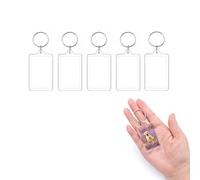 JZK 5x Portachiavi porta foto vuota bifacciale, porta chiavi trasparente acrilico portachiavi personalizzati con foto immagine, crea il tuo portachiavi per artigianato, regalo fai da te per famiglia