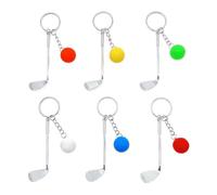 JZK 6x Mini portachiavi mazza golf in metallo, porta chiavi pallina da golf, novità divertente idea regalo per appassionati di golf e golfisti, decorazioni bomboniere per festa golf gioco