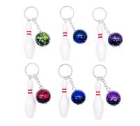 JZK 6x Portachiavi birillo da bowling mini porta chiavi palla da bowling, divertente idea regalo per appassionati bowling, decorazioni bomboniere per festa del bowling, premio del gioco di bowling