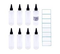 JZK 8 x Bottiglia flacone contagocce plastica 100ml con Tappo e beccuccio + Etichette, boccetta bottiglietta Trasparente per Liquido oilo Acqua