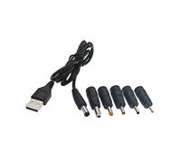 JZK Cavo di alimentazione universale da USB a DC, cavo di ricarica USB con 5 connettori DC 2,5 x 0,7 mm, 3,5 x 1,35 mm, 4,0 x 1,7 mm, 5,5 x 2,5 mm, 3,0 x 1,0 mm, per computer portatile, router