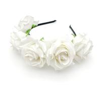 JZK Cerchietto Rose bianca Capelli Fascia Fiori per Bambina Donna per Dia De Los Muertos Halloween Matrimonio Damigella d'Onore Sposa Corona Fiore