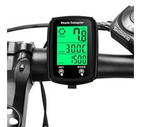 JZK - Computer da bicicletta cablato con retroilluminazione LCD, 19 funzioni. Tachimetro impermeabile per bicicletta, contachilometri con cavo per MTB e mountain bike. Accessorio per bicicletta