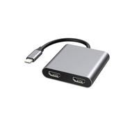 JZK Hub USB Type C 4 in 1 con Splitter HDMI per Doppio Monitor, Adattatore USB C con 2xHDMI/USB 3.0/87W PD, USB C a HDMI 4K@30Hz per MacBook Pro Air (MST solo per Windows)