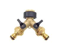 JZK Ottone raccordo doppio tubo irrigazione giardino con valvole di ritegno divisore 2 vie forma Y distributore rubinetto giardino connettore doppio uscita raccordo doppio scarico lavatrice