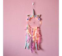 JZK Rosa acchiappasogni Unicorno con Luce per Bambina, acchiappasogni Piuma con Luce LED per Appeso a Parete Decorazione Camera da Letto, Regalo di Compleanno per Ragazza