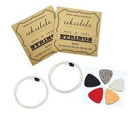 JZK Set di 2 corde per ukulele in nylon bianco con plettri in feltro per ukulele, A - 1, E - 2, C - 3, G - 4, 4 corde per set, accessori ukulele per concerto/soprano/tenore ukulele