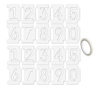 JZK Set di 20 stencil da 9,8 x 5,8 cm, numeri da 0 a 9, per vernice spray, riutilizzabili, in plastica, con nastro adesivo, per dipingere cartelli fai da te per cassette postali, parcheggio stradale,