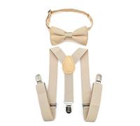 JZK Set di papillon e bretelle champagne per ragazzi sotto i 135 cm, a forma di Y regolabili bretelle con papillon beige per bambini piccoli ragazzi e ragazze per matrimonio festa