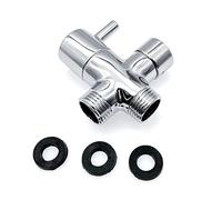 JZK Valvola deviatrice a 3 vie per braccio doccia da 1/2", in ottone, splitter a 3 vie, valvola deviatrice per doccia in metallo G1/2 con rondelle in gomma, deviatore di flusso adattatore doccia