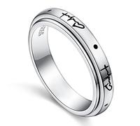 JZMSJF Anello in argento Sterling S925 con scritta "Faith Hope Love" (lingua italiana non garantita), Argento sterling, Zirconia cubica