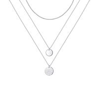 JZMSJF Collana a strati in argento Sterling S925 multi 3 strati cerchio bar Boho lunga tripla collana girocollo ciondolo collana gioiello regalo per le donne