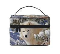 JZMTY Spaziosa trousse per il trucco con stampe uniche Snow Vixen - leggera per lavoro, viaggi e palestra
