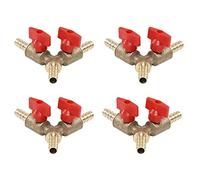 Jzoowar 4 pezzi Valvola a sfera a 3 vie/morsetto valvola per tubo flessibile per carburante e gas 8 mm di ottone tipo e valvola a sfera per strumento giardino