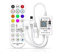 Jzoowar Controller musicale WiFi intelligente RGB per striscia luminosa LED + telecomando a infrarossi 24 tasti wireless per strisce di luci colorate