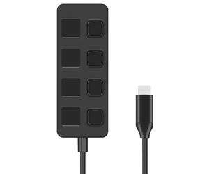 Jzoowar Interruttore HUB USB3.0 a 4 porte, splitter USB 1 a 4 prolunghe di tipo C per accessori per computer portatili, A