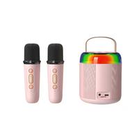 Jzoowar Mini Karaoke Audio con 2 microfoni senza fili per bambini adulti, altoparlante Bluetooth portatile giocattolo per ragazze e bambini-rosa