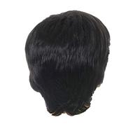 Jzoowar Parrucca di Moda Parrucca Sintetica Diritta Nera Corta per Uomo Capelli Fleeciness Parrucche Nere Naturali Realistiche