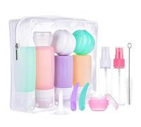 Jzoowar Set di 15 Flaconi da Viaggio per Contenitori da Toeletta Accessori da Viaggio A Prova di Perdite Bottiglie di Shampoo Comprimibili Colore
