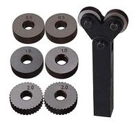 Jzoowar Set di attrezzi per zigrinatura a doppia ruota da 7 pezzi, 0,5 mm, 1 mm, 2 mm, set di ruote lineari, set di tornio in acciaio strumento zigrinato