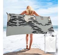 JZQZH Asciugamano da bagno 80 x 160 cm, ad asciugatura rapida, alla moda, stampa con albero di pino sotto la luna, morbido e pieghevole, adatto per casa e esterno