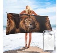JZQZH Asciugamano da bagno ad asciugatura rapida, 69,8 x 139,7 cm, alla moda, stampa con lo sguardo del leone, morbido e pieghevole, adatto per casa e esterno