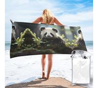 JZQZH Asciugamano da bagno ad asciugatura rapida, 69,8 x 139,7 cm, con stampa di cuccioli di panda nella foresta, morbido e pieghevole, adatto per casa e esterno