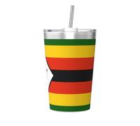 JZQZH Bandiera dello Zimbabwe Tazza di paglia conica in acciaio inox a tenuta stagna durevole alla moda adatta per campeggio, picnic, viaggi, lavoro