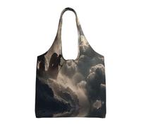 JZQZH Borsa larga in tela da donna, grande, riutilizzabile, con stampa "Staring Into The Abyss"