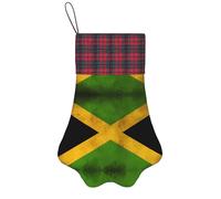 JZQZH Calza natalizia a forma di zampa di animale domestico, stampa vecchia bandiera giamaicana per vacanze in famiglia, ciondolo morbido e delicato sulla pelle