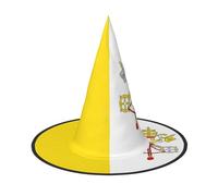 JZQZH Cappello da strega con bandiera del Vaticano, comodo e durevole, alla moda e personalizzato, accessori per feste, nero, 1
